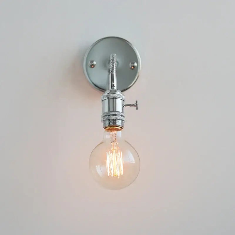 Industrial chrome flexible led wall lamp sconce with vintage Edison bulb for bedroom reading light