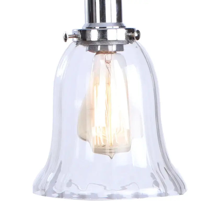 Clear glass bell-shaped wall sconce with chrome industrial led fixture and exposed filament bulb for bedroom decorbites chrome industrial use
