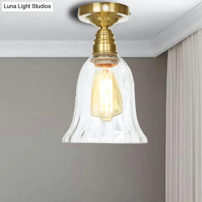 Industrial Clear/Amber Glass Semi Flush Ceiling Light Fixture for Living Room