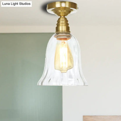 Industrial Clear/Amber Glass Semi Flush Ceiling Light Fixture for Living Room