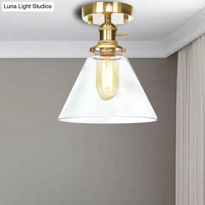 Industrial Clear/Amber Glass Semi Flush Ceiling Light Fixture for Living Room