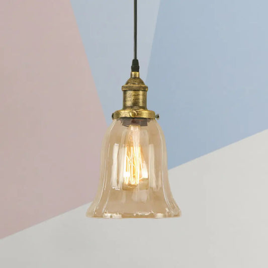 Industrial Clear Glass Bell Pendant Light with Bronze/Antique Brass/Copper Finish - Indoor Hanging Lamp