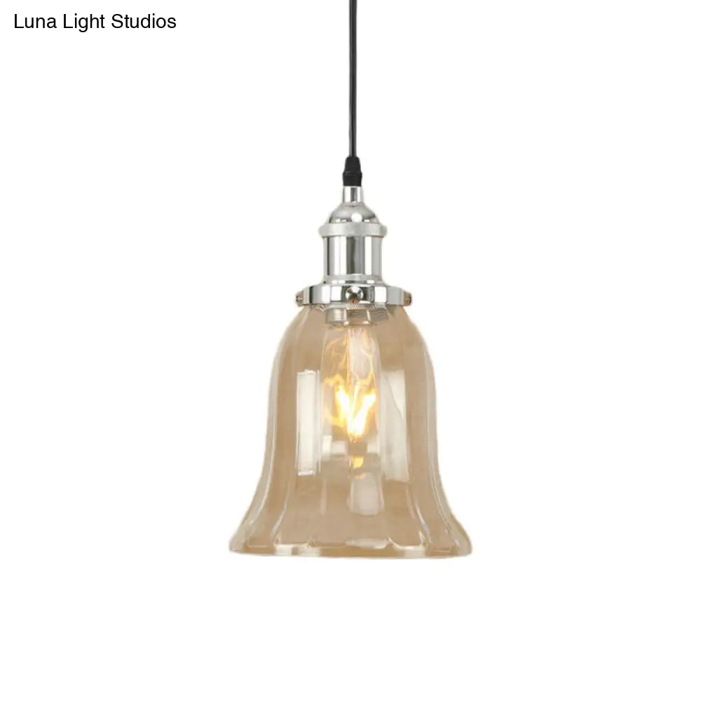 Industrial Clear Glass Bell Pendant Light with Bronze/Antique Brass/Copper Finish - Indoor Hanging Lamp