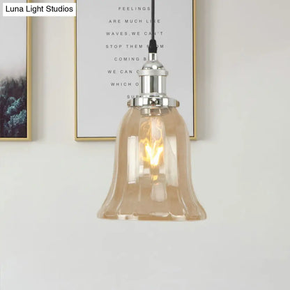 Industrial Clear Glass Bell Pendant Light with Bronze/Antique Brass/Copper Finish - Indoor Hanging Lamp