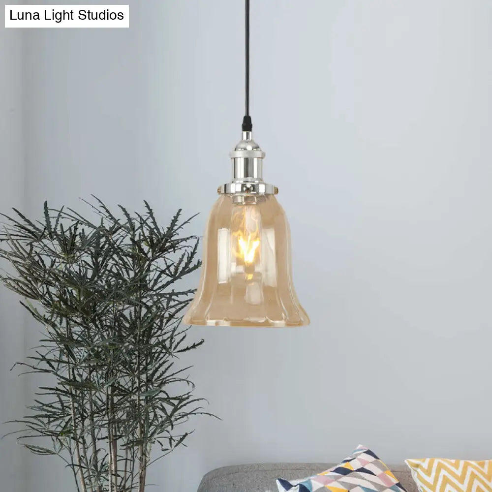 Industrial Clear Glass Bell Pendant Light with Bronze/Antique Brass/Copper Finish - Indoor Hanging Lamp