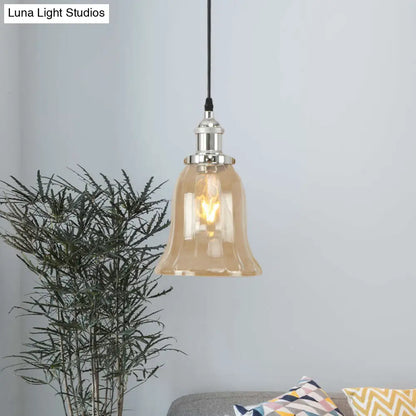 Industrial Clear Glass Bell Pendant Light with Bronze/Antique Brass/Copper Finish - Indoor Hanging Lamp