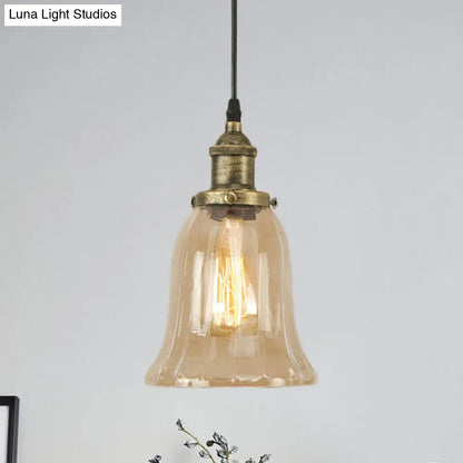 Industrial Clear Glass Bell Pendant Light with Bronze/Antique Brass/Copper Finish - Indoor Hanging Lamp