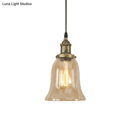 Industrial Clear Glass Bell Pendant Light with Bronze/Antique Brass/Copper Finish - Indoor Hanging Lamp