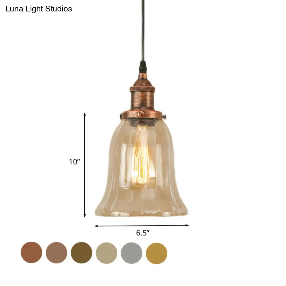 Industrial Clear Glass Bell Pendant Light with Bronze/Antique Brass/Copper Finish - Indoor Hanging Lamp