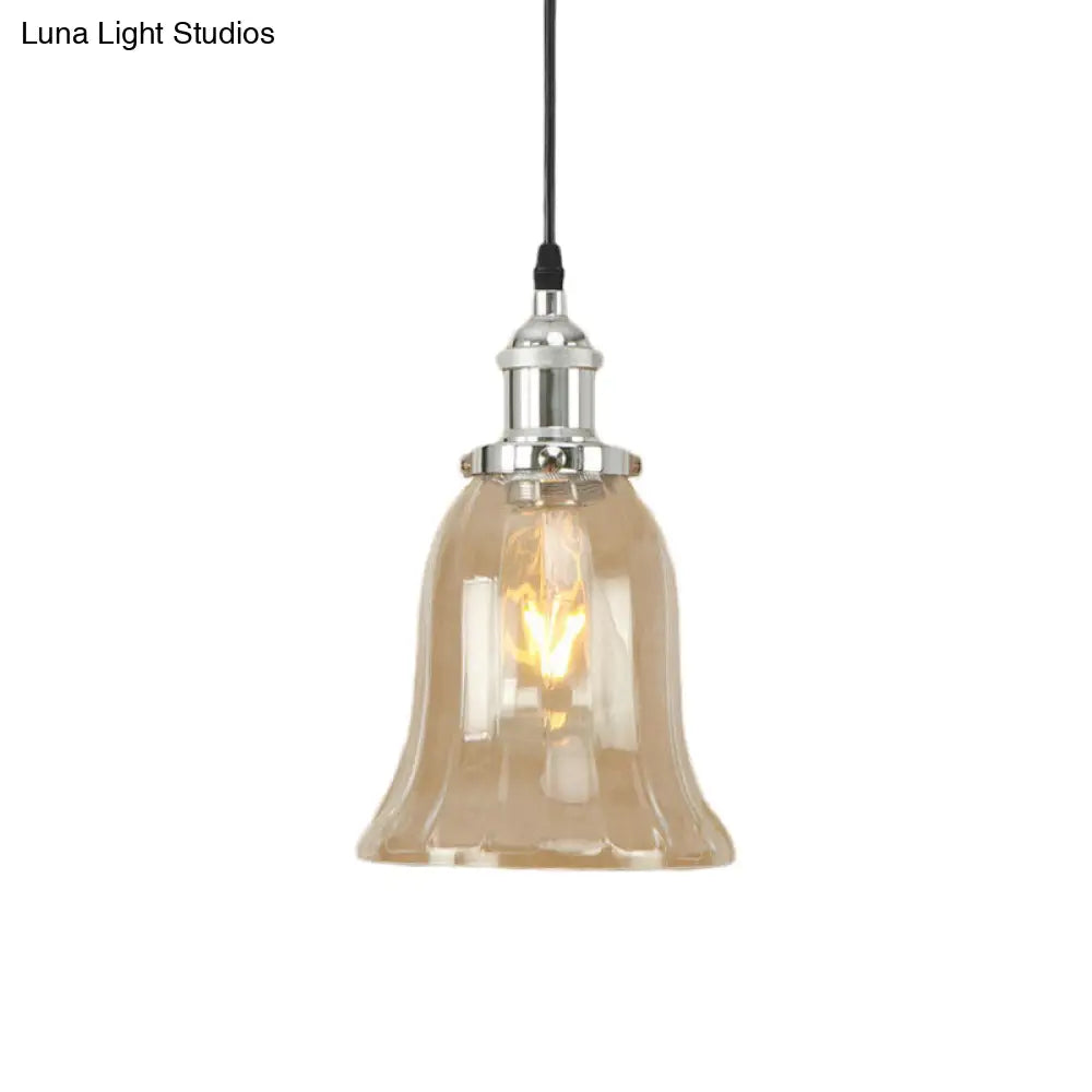 Industrial Clear Glass Bell Pendant Light with Bronze/Antique Brass/Copper Finish - Indoor Hanging Lamp