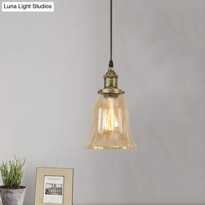 Industrial Clear Glass Bell Pendant Light with Bronze/Antique Brass/Copper Finish - Indoor Hanging Lamp