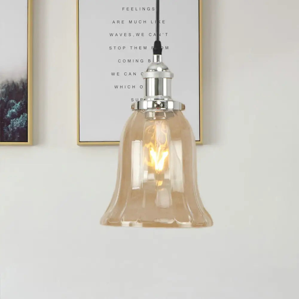 Industrial Clear Glass Bell Pendant Light with Bronze/Antique Brass/Copper Finish - Indoor Hanging Lamp