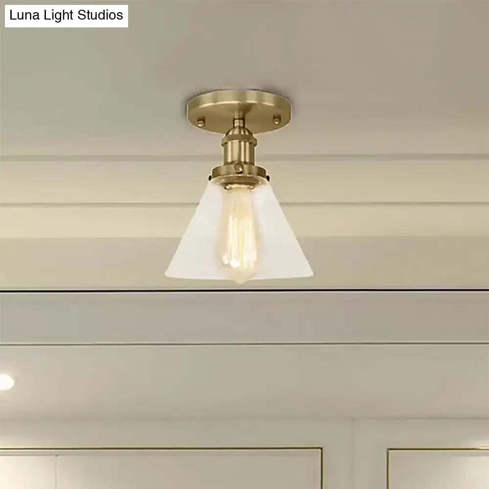 DecorBites™ DecorBites™ Industrial Clear Glass Ceiling Light in Black/Brass/Copper - Single Bulb Semi Flush Mount