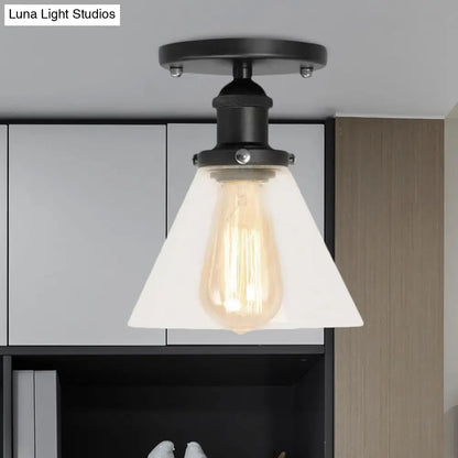 DecorBites™ DecorBites™ Industrial Clear Glass Ceiling Light in Black/Brass/Copper - Single Bulb Semi Flush Mount