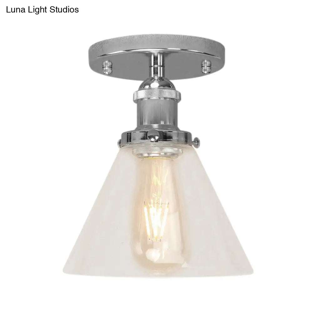 DecorBites™ DecorBites™ Industrial Clear Glass Ceiling Light in Black/Brass/Copper - Single Bulb Semi Flush Mount