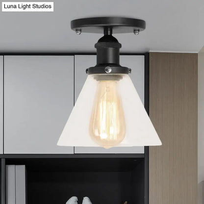 DecorBites™ DecorBites™ Industrial Clear Glass Ceiling Light in Black/Brass/Copper - Single Bulb Semi Flush Mount