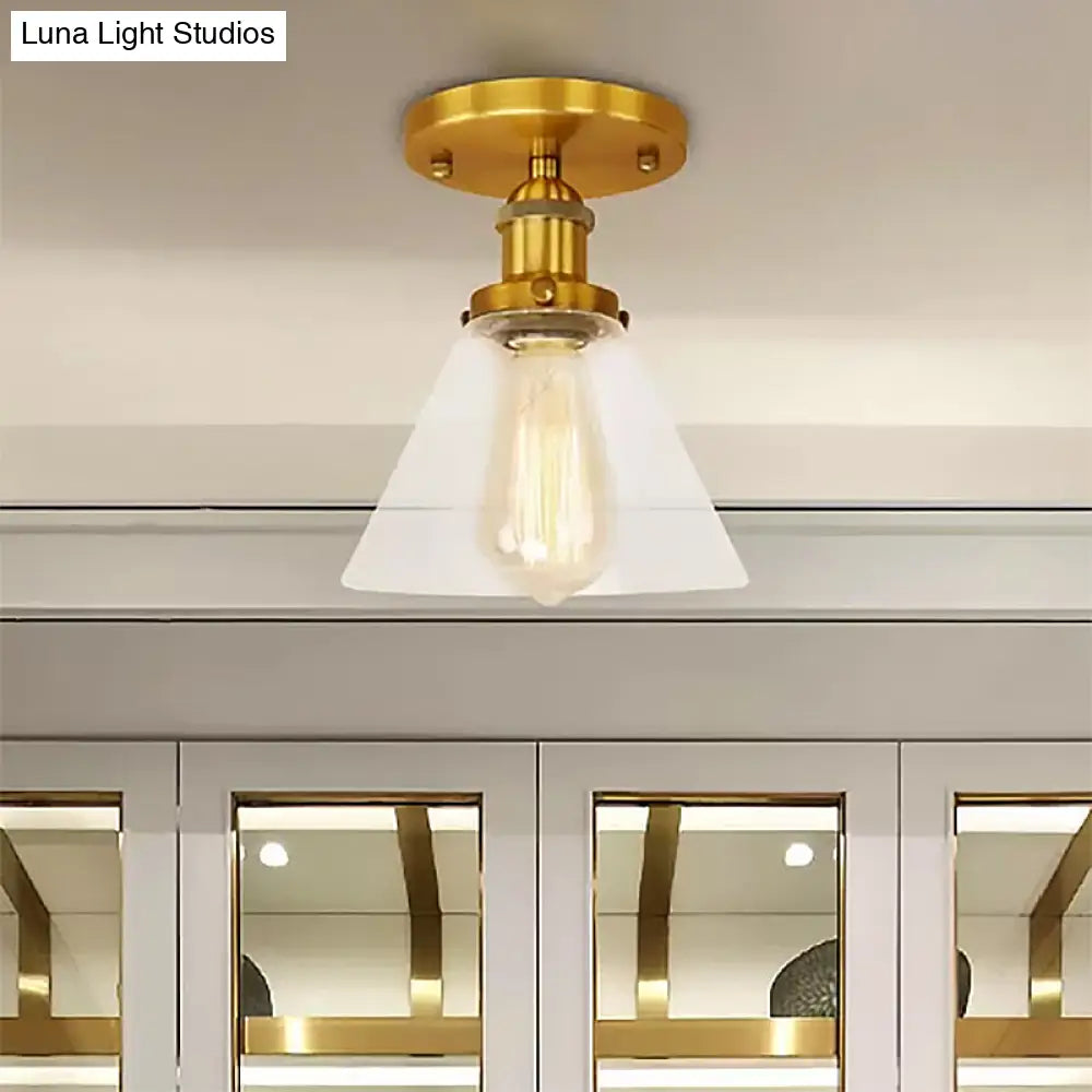 DecorBites™ DecorBites™ Industrial Clear Glass Ceiling Light in Black/Brass/Copper - Single Bulb Semi Flush Mount