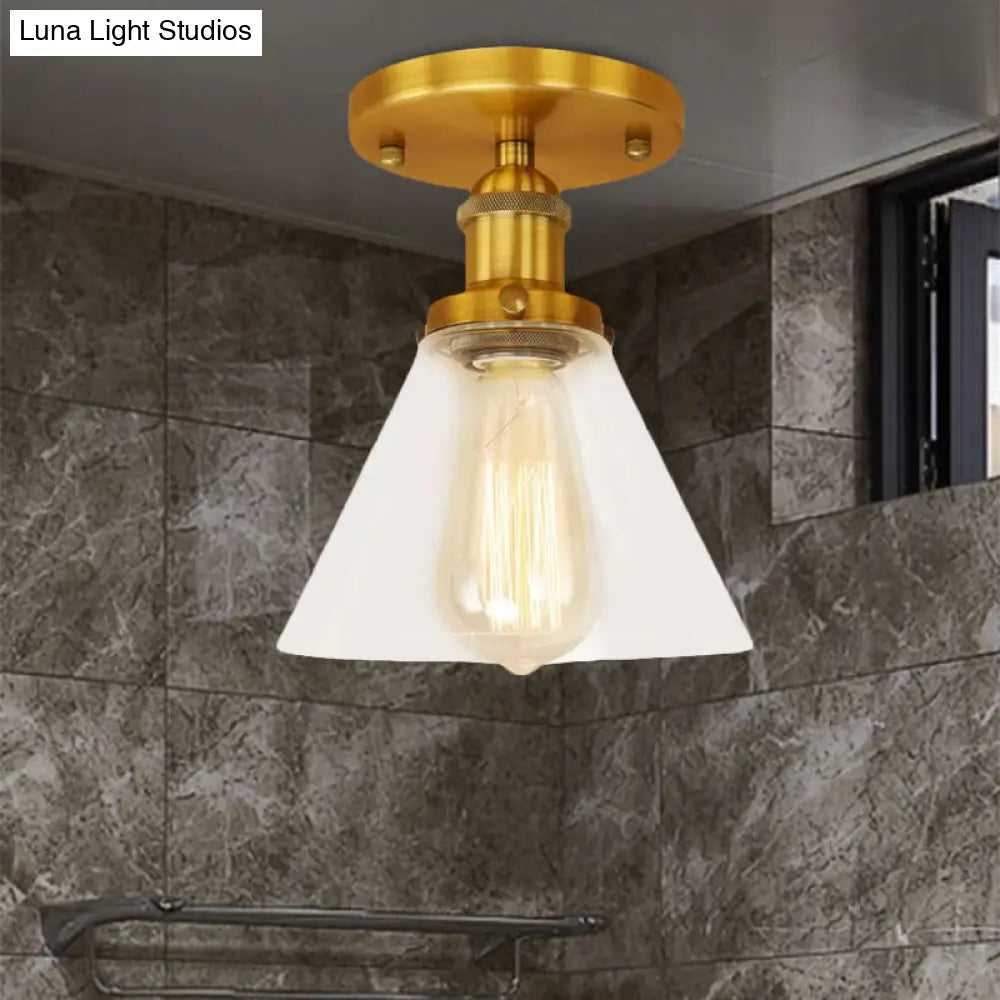 DecorBites™ DecorBites™ Industrial Clear Glass Ceiling Light in Black/Brass/Copper - Single Bulb Semi Flush Mount