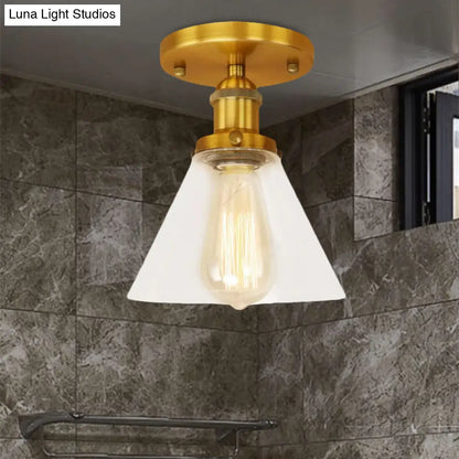 DecorBites™ DecorBites™ Industrial Clear Glass Ceiling Light in Black/Brass/Copper - Single Bulb Semi Flush Mount