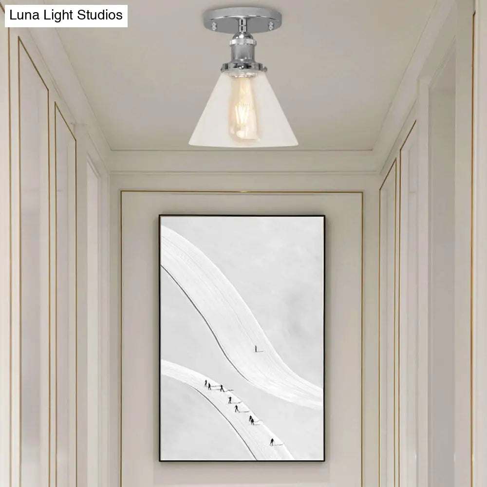 DecorBites™ DecorBites™ Industrial Clear Glass Ceiling Light in Black/Brass/Copper - Single Bulb Semi Flush Mount