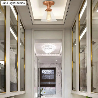 DecorBites™ DecorBites™ Industrial Clear Glass Ceiling Light in Black/Brass/Copper - Single Bulb Semi Flush Mount