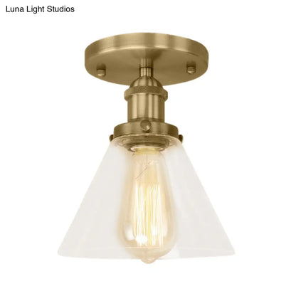 DecorBites™ DecorBites™ Industrial Clear Glass Ceiling Light in Black/Brass/Copper - Single Bulb Semi Flush Mount