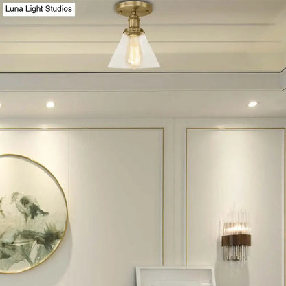 DecorBites™ DecorBites™ Industrial Clear Glass Ceiling Light in Black/Brass/Copper - Single Bulb Semi Flush Mount