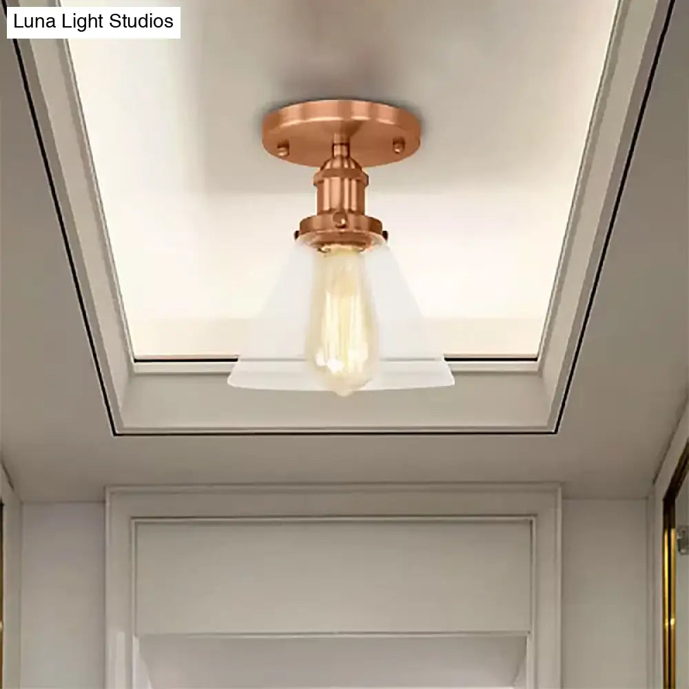 DecorBites™ DecorBites™ Industrial Clear Glass Ceiling Light in Black/Brass/Copper - Single Bulb Semi Flush Mount