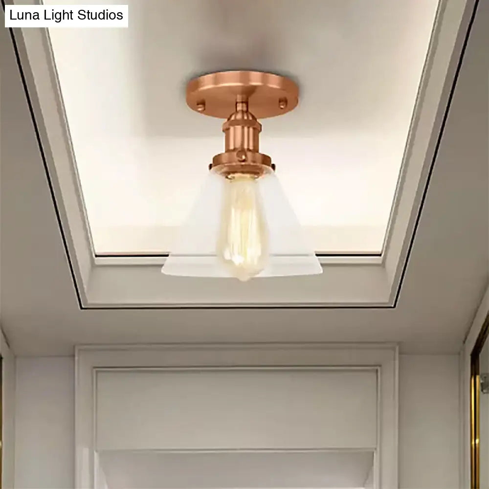 DecorBites™ DecorBites™ Industrial Clear Glass Ceiling Light in Black/Brass/Copper - Single Bulb Semi Flush Mount