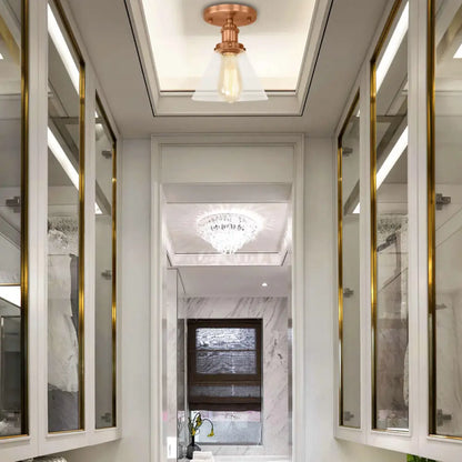 DecorBites™ DecorBites™ Industrial Clear Glass Ceiling Light in Black/Brass/Copper - Single Bulb Semi Flush Mount