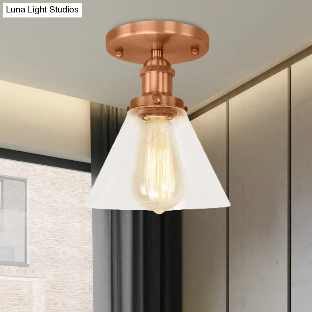 DecorBites™ DecorBites™ Industrial Clear Glass Ceiling Light in Black/Brass/Copper - Single Bulb Semi Flush Mount