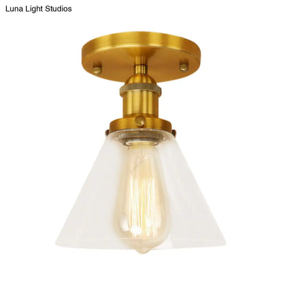 DecorBites™ DecorBites™ Industrial Clear Glass Ceiling Light in Black/Brass/Copper - Single Bulb Semi Flush Mount