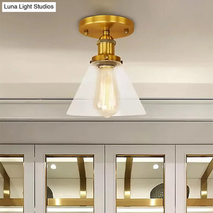 DecorBites™ DecorBites™ Industrial Clear Glass Ceiling Light in Black/Brass/Copper - Single Bulb Semi Flush Mount