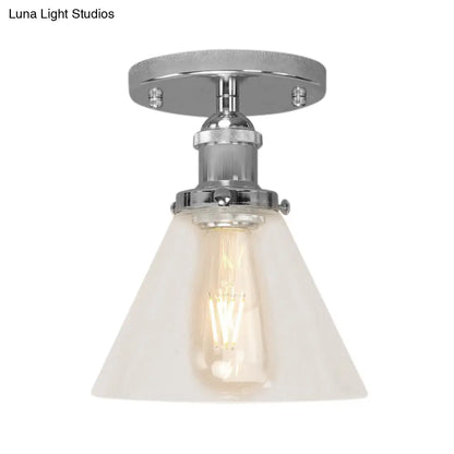 DecorBites™ DecorBites™ Industrial Clear Glass Ceiling Light in Black/Brass/Copper - Single Bulb Semi Flush Mount