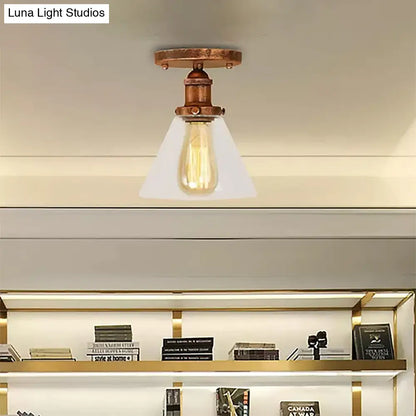 DecorBites™ DecorBites™ Industrial Clear Glass Ceiling Light in Black/Brass/Copper - Single Bulb Semi Flush Mount