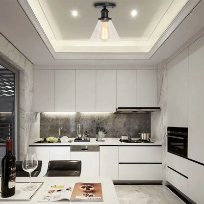 DecorBites™ DecorBites™ Industrial Clear Glass Ceiling Light in Black/Brass/Copper - Single Bulb Semi Flush Mount