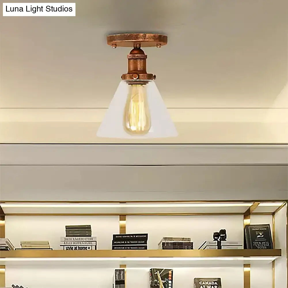 DecorBites™ DecorBites™ Industrial Clear Glass Ceiling Light in Black/Brass/Copper - Single Bulb Semi Flush Mount