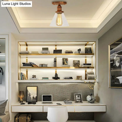 DecorBites™ DecorBites™ Industrial Clear Glass Ceiling Light in Black/Brass/Copper - Single Bulb Semi Flush Mount