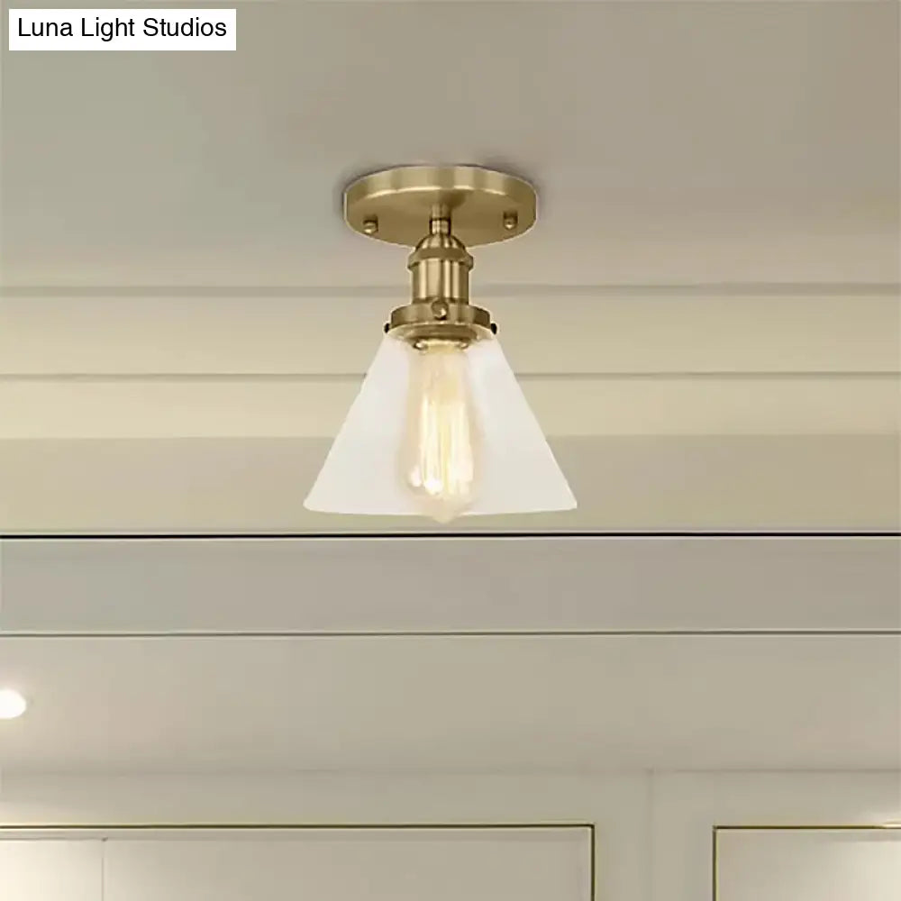 DecorBites™ DecorBites™ Industrial Clear Glass Ceiling Light in Black/Brass/Copper - Single Bulb Semi Flush Mount