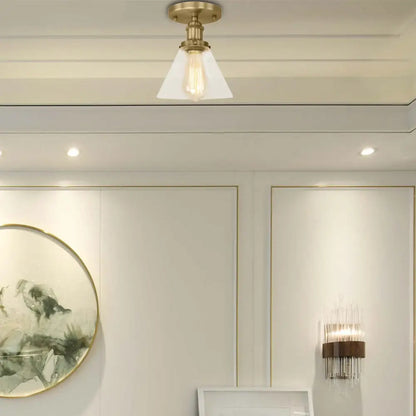 DecorBites™ DecorBites™ Industrial Clear Glass Ceiling Light in Black/Brass/Copper - Single Bulb Semi Flush Mount