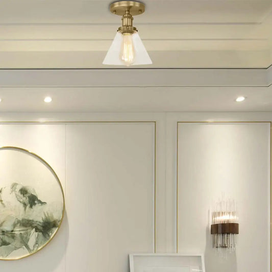 DecorBites™ DecorBites™ Industrial Clear Glass Ceiling Light in Black/Brass/Copper - Single Bulb Semi Flush Mount