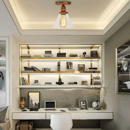 DecorBites™ DecorBites™ Industrial Clear Glass Ceiling Light in Black/Brass/Copper - Single Bulb Semi Flush Mount