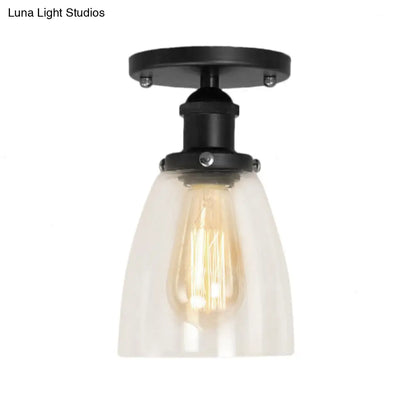 ديكوربايتس™ مصباح مخروطي صناعي شبه مسطح من الزجاج الشفاف باللون الأسود لغرف المعيشة