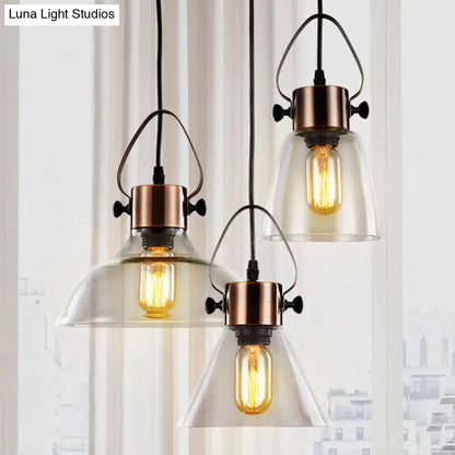 Industrial Clear Glass Copper Dome Pendant Ceiling Light - 1 Light Dining Room Lighting Fixture