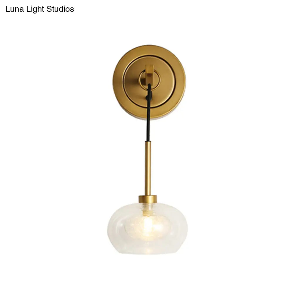DecorBites™ DecorBites™ Industrial Clear Glass Oval Wall Light Fixture with Brass Sconce Lamp - Perfect for Living Room