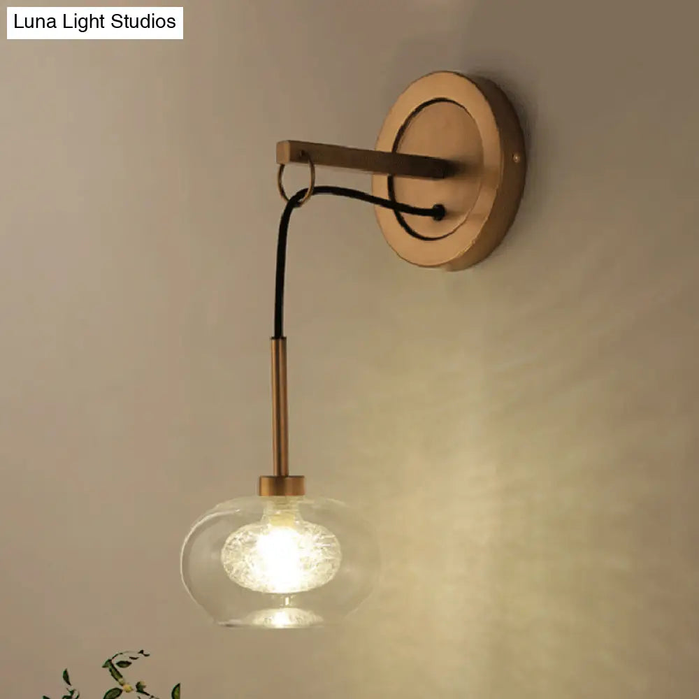 DecorBites™ DecorBites™ Industrial Clear Glass Oval Wall Light Fixture with Brass Sconce Lamp - Perfect for Living Room