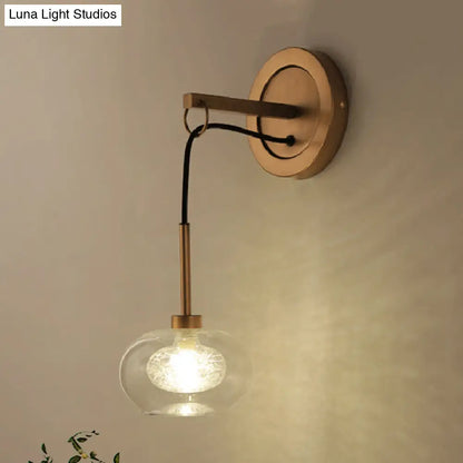 DecorBites™ DecorBites™ Industrial Clear Glass Oval Wall Light Fixture with Brass Sconce Lamp - Perfect for Living Room