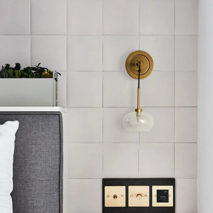 DecorBites™ DecorBites™ Industrial Clear Glass Oval Wall Light Fixture with Brass Sconce Lamp - Perfect for Living Room