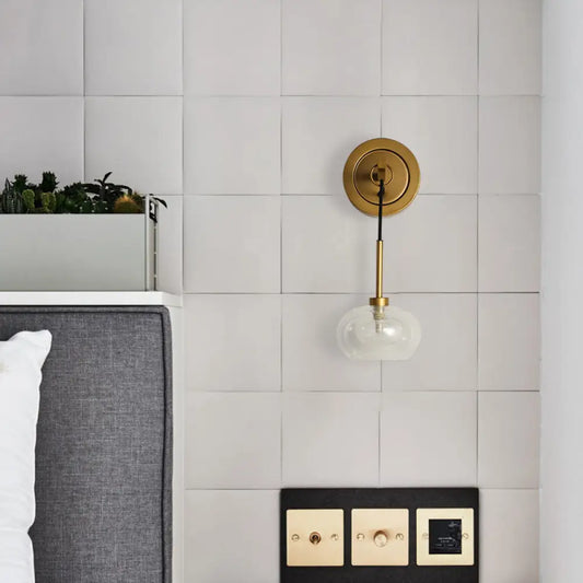 DecorBites™ DecorBites™ Industrial Clear Glass Oval Wall Light Fixture with Brass Sconce Lamp - Perfect for Living Room