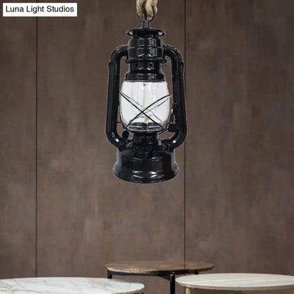 Industrial Clear Glass Pendant Ceiling Light for Coffee Shop - Black/Bronze/Antique Brass Finish